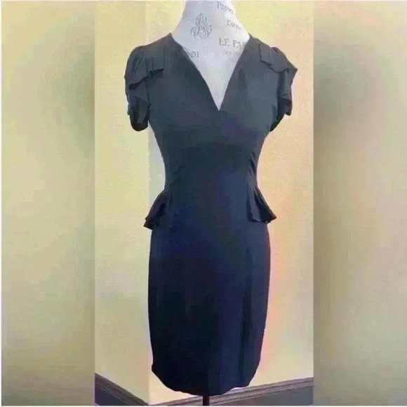 Rebecca Taylor “Daria” Peplum Style Black Dress Size 6 - Picture 7 of 11